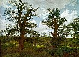 Caspar David Friedrich Landscape with Oak Trees and a Hunter painting
